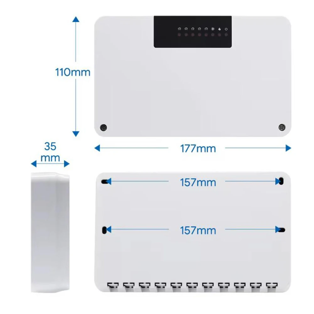 8 Zone Central Heating Controller For Floor Hot Water System Pump Valve Actuator ABS White Smart Hub