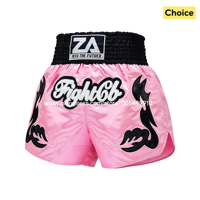 Boxing Shorts for Men Women Kids Pink Muay Thai Pants Satin BJJ MMA Martial Arts Kickboxing Cage Fight Training Sparring Trunks