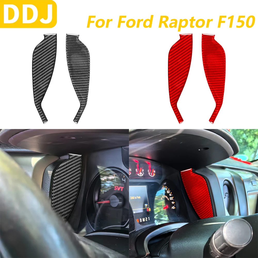 

For Ford Raptor F150 2009-2014 Carbon Fiber Dashboard Speedometer Both Side Panel Trim Cover Car Accessories Decoration Sticker