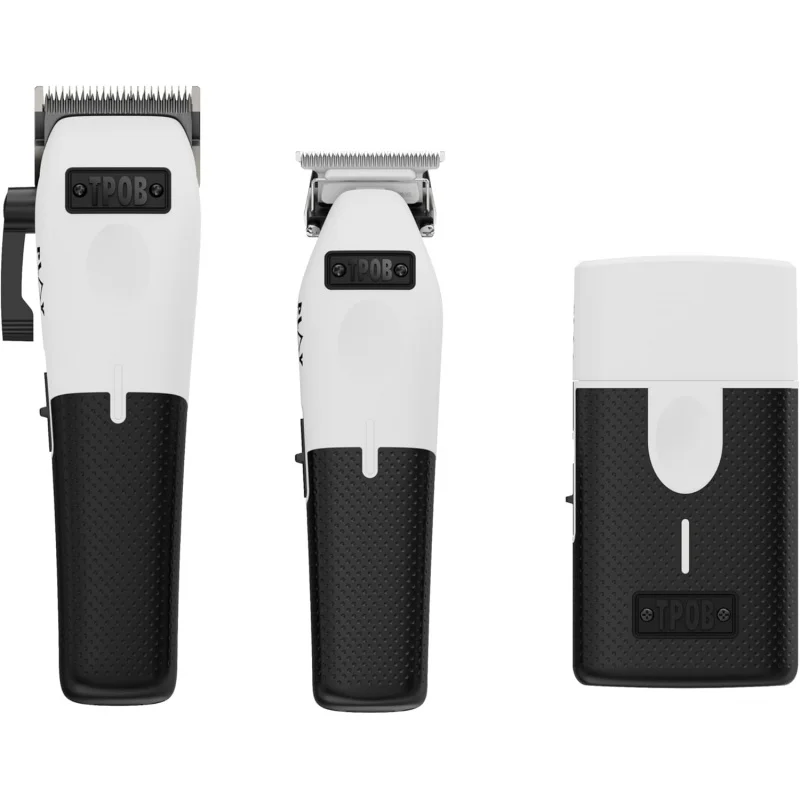 TPCB Play Barber Tondeuses à cheveux pour hommes 7500 tr/min avec poignées en caoutchouc (blanc 3 jeux)