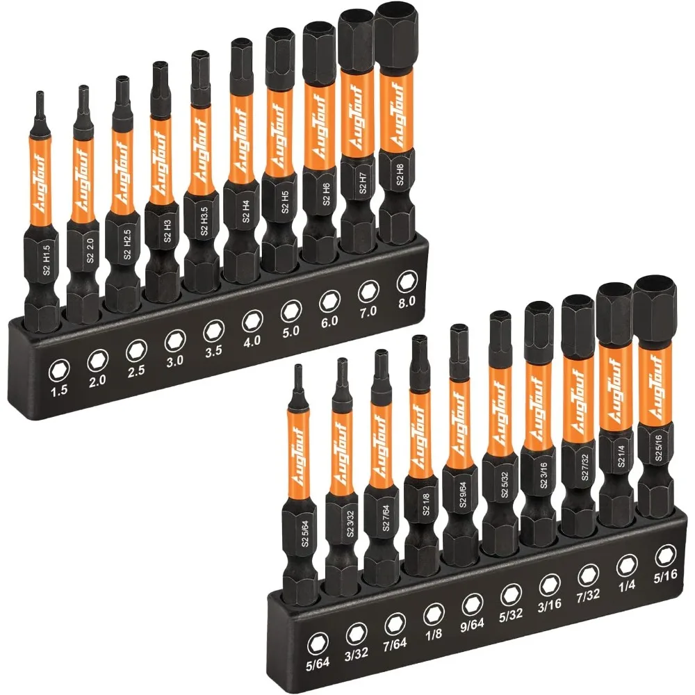 

Набор ударных шестигранных ключей и сверл, 20 предметов (метрические и дюймовые), магнитные сверла для ЧПУ, длина 2 дюйма