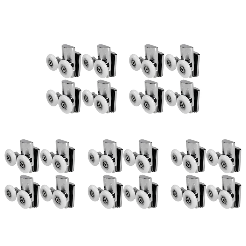 

20Pcs Shower Door Wheels 23Mm Shower Door Rollers Heavy Duty Zinc Alloy Dual Wheel For Both Flat Sliding Shower Doors