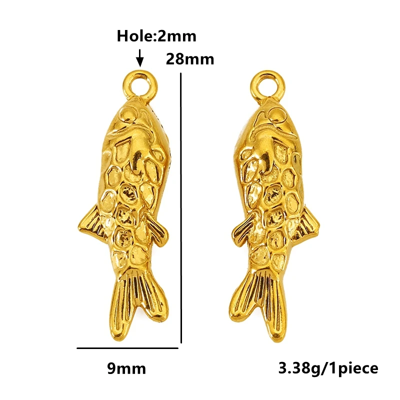 5pcs Stainless Steel Gold Plated Vintage Fish Charm for Jewelry Making DIY Necklace Bracelet Stripe  Fishbone Pendant Accessorie image 3