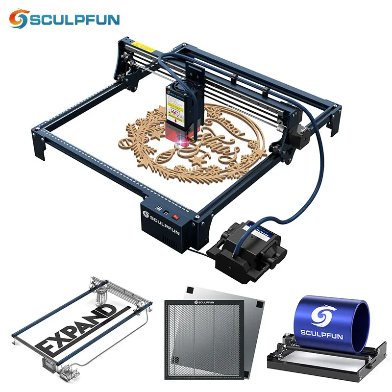 

SCULPFUN S30 Pro Max Set Laser Engraver with Automatic Air-assist System 20W Engraving Machine Replaceable Lens Eye Protection