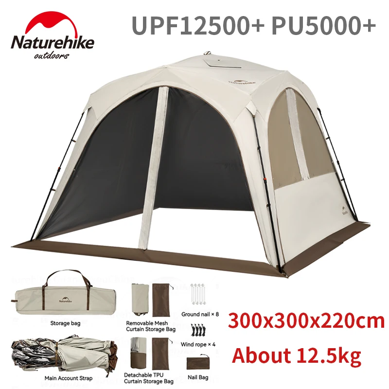 

Naturehike Dome Tent Canopy Self Standing Sunshade with Chimney Zipper Camping Outdoor Sunshade Waterproof Quick Open Awning