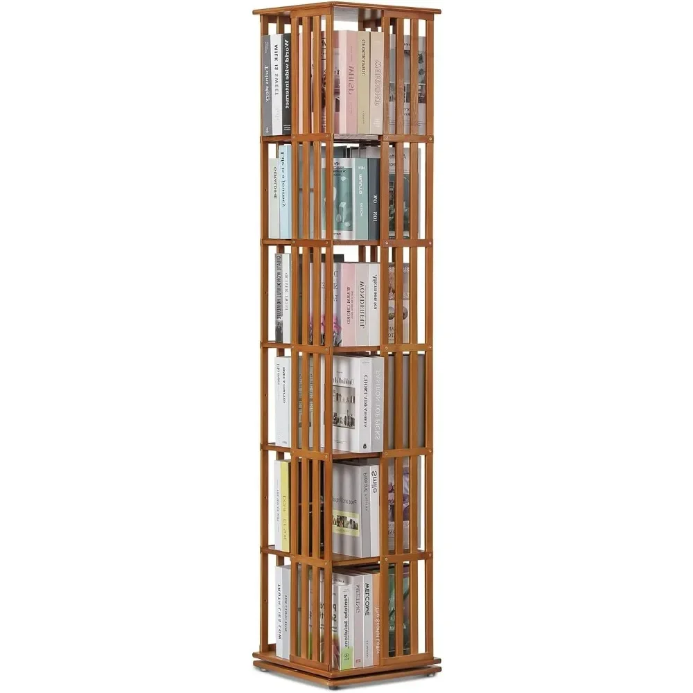 360 Degree Rotating Tall Bookshelf, 6 Tier Bookcase Corner Storage Organizer Display Shelf Rack Organizer,bookshelf