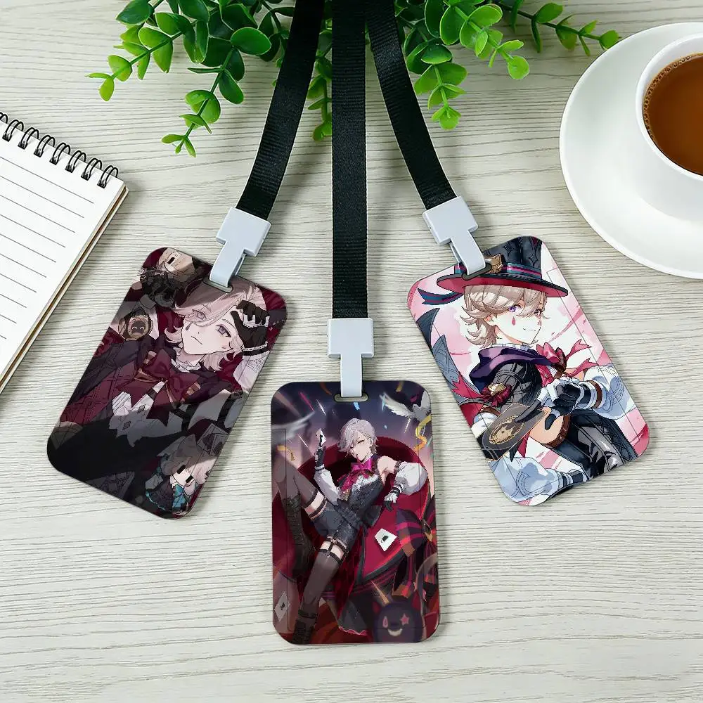 Genshin Impact Lyney Neck Strap Lanyard Card Holder ID Bus Card Cover Badge Holder Pass Hang Rope Lariat Gifts Keys Accessories