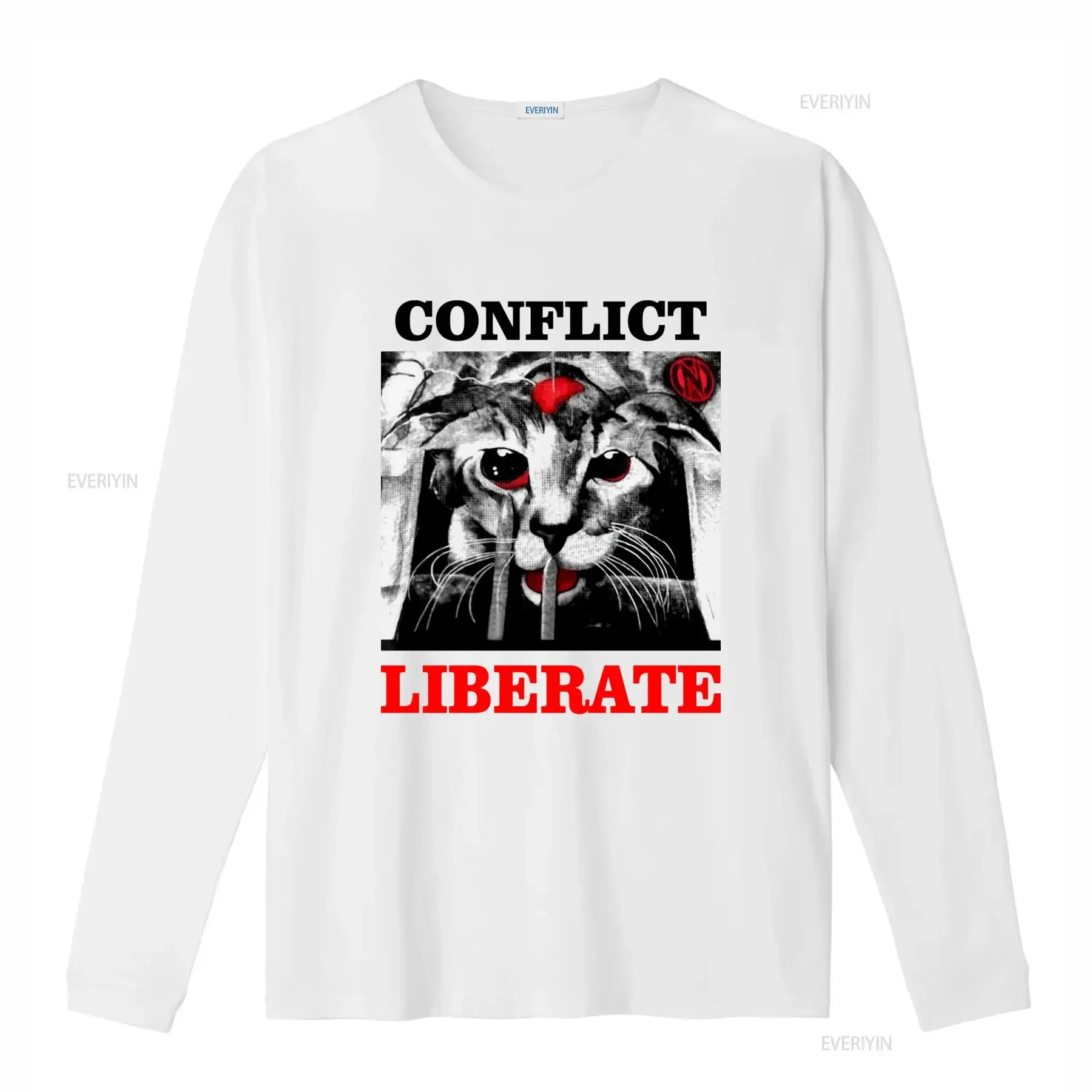 Vintage Gothic Streetwear Liberate Crying Cat Print Casual T Shirt vintage Washed designer clothes Unisex Comfortable graphic