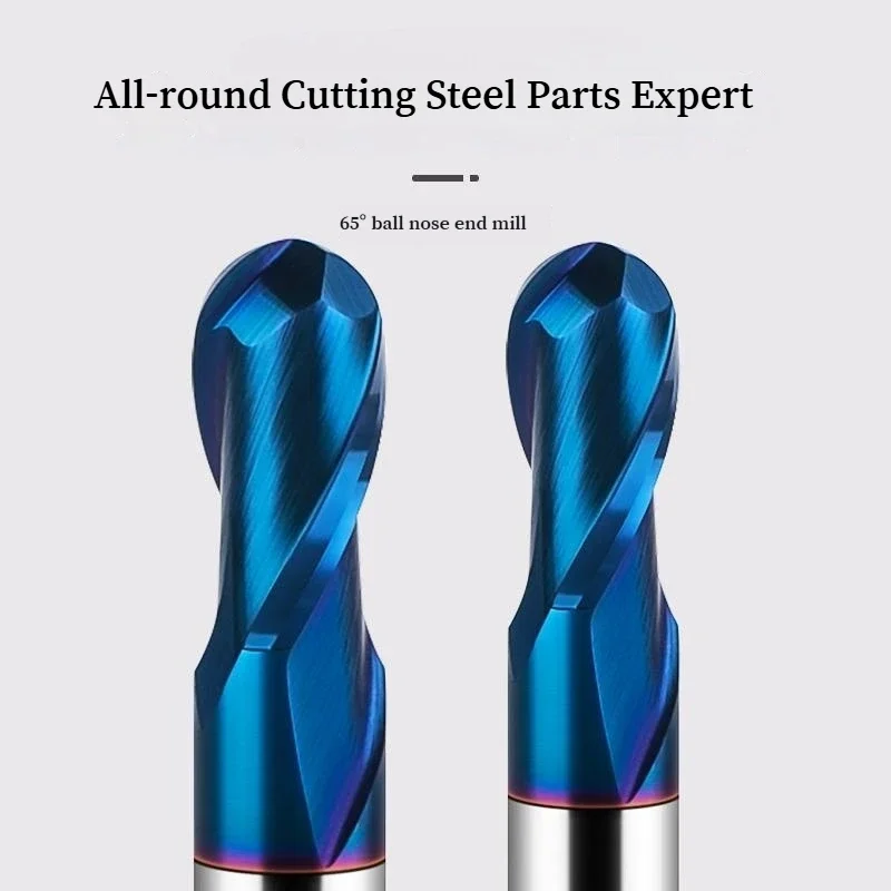 2 الناي HRC65 كربيد الكرة الأنف نهاية مطحنة CNC قاطعة المطحنة R0 5 R1 R2 R3 R4 R6 R8mm #3