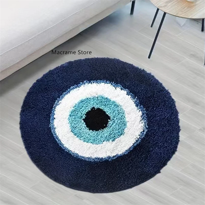 

Round Cartoon Flocking Carpet Household Absorbent Non-Slip Sofa Coffee Table Blanket Creative Ring Funny Bedside Foot Mat