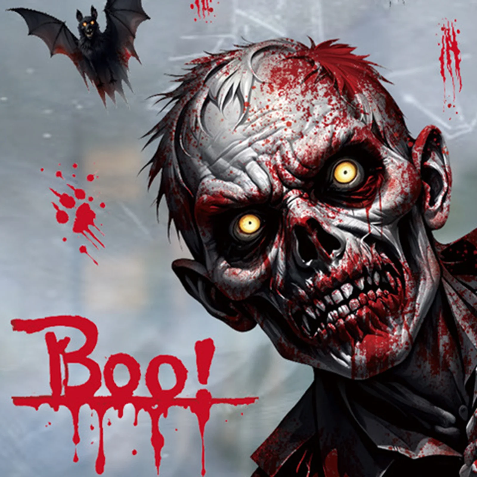 الرعب بقع الدم الجدار ملصق بصمة الدم الجمجمة مخيف شبح نافذة ملصق 2025 هالوين الديكور ملصق مخيف #4