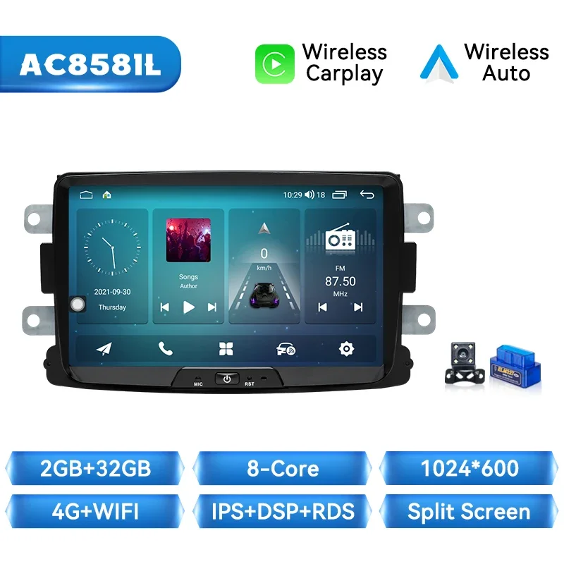 Android Draadloze Carplay Auto Radio Speler Voor Dacia Lodgy Logan Duster Sandero Renault Captur/Lada/Xray 128Gb Gps Multimedia