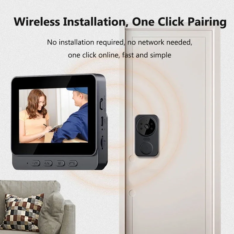 Timbre de videoportero inalámbrico con visión nocturna, pantalla IPS de 4,3 pulgadas, WiFi, cámara Visual, timbre de puerta de vídeo de seguridad inteligente para el hogar