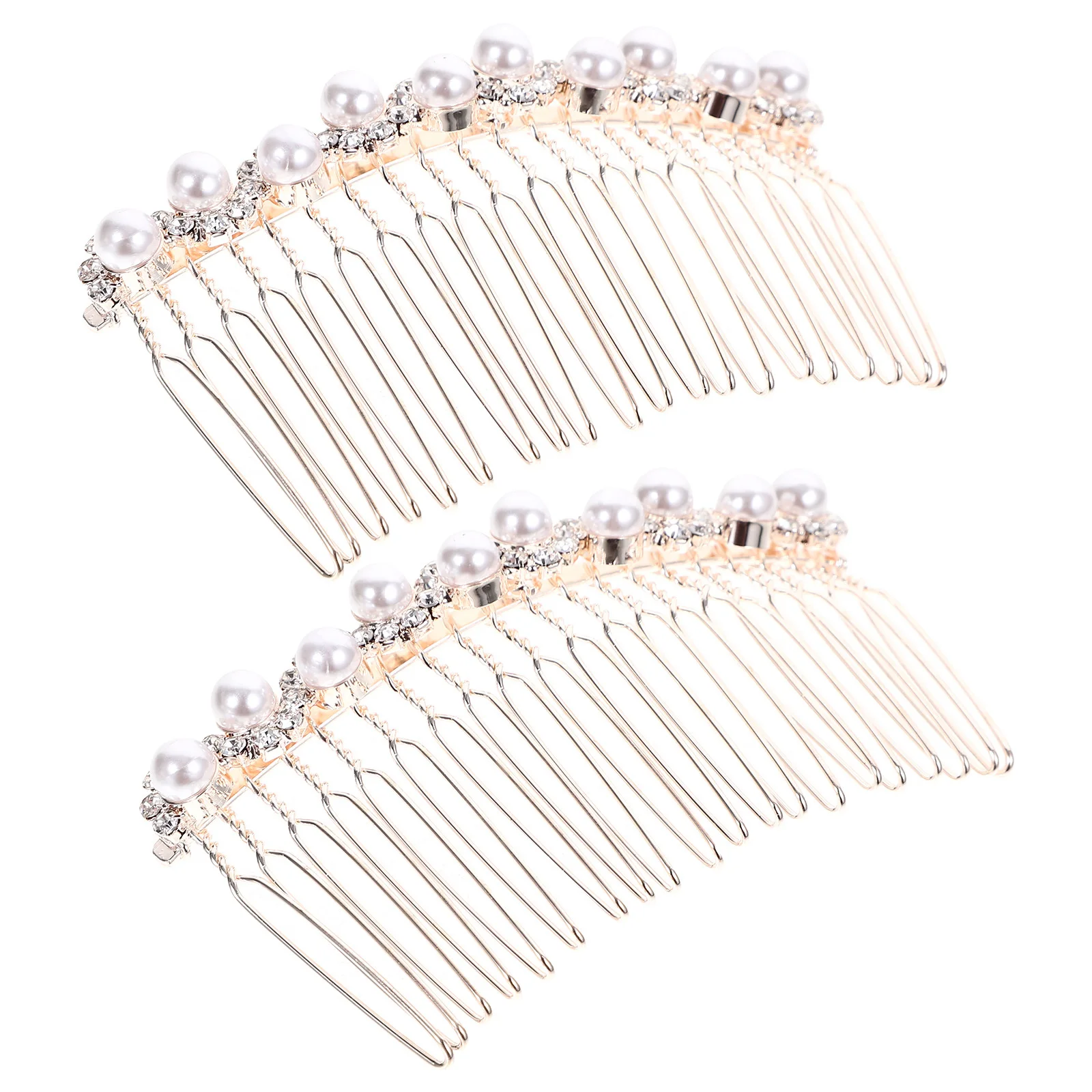 

2Pcs Bridal Hair Comb Side Combs Rhinestone Pearl Wedding Accessories Chic Craftsmanship Pearl Hair Accessories