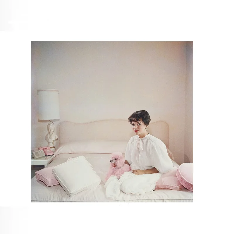 Slim Aarons 'Pink Accessory', Print Art Canvas Poster, Living Room, Home Wall Decor Picture