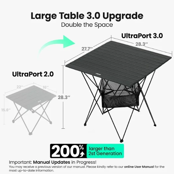 UltraPort Large Camp Table, Outdoor Fold up Lightweight Camping Table, Portable Camping Table, Aluminum Rollup Camping Table