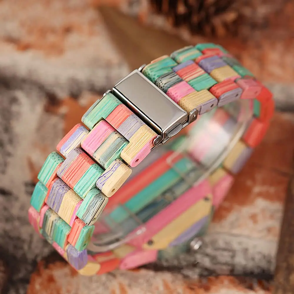 Colorful Skull Pattern Men's and Women's Wood Quartz Watch Fashion Business Street Fashion Accessories Wood Clock