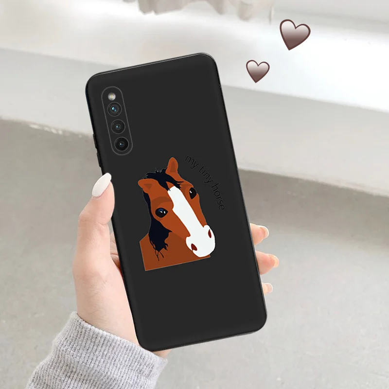 Funda de teléfono para Samsung Galaxy A31 A32 A33 A34 A51 A52 A53 A54 A71 A52S A72 A73 4G Cute Horse Racehorse Shell funda negra