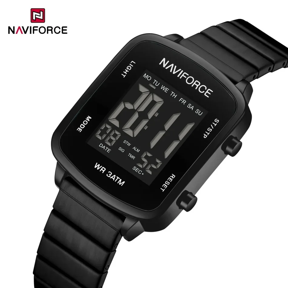 

NAVIFORCE водонепроницаемые цифровые часы для женщин, ЖК-дисплей даты, спортивные модные электронные наручные часы со стальным ремешком Relogio Feminino