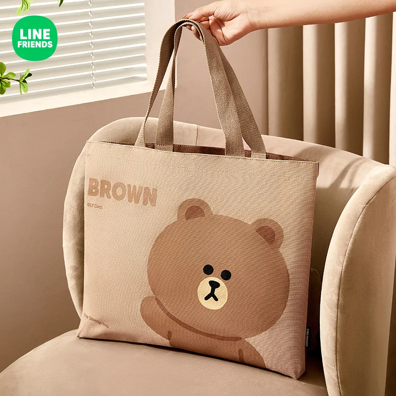 Brown Cony Portable Commuter Canvas Bag Line Friends Female Student Tutoring Anime Kawaii Large Capacity Storage Shoulder Bag