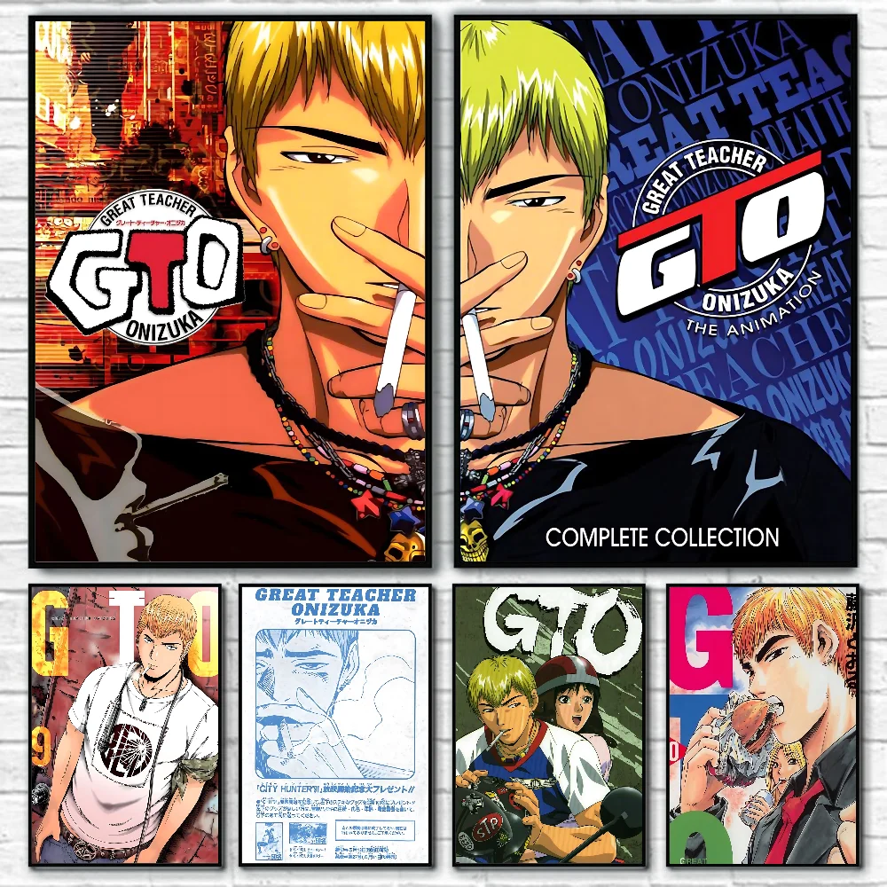 Póster de Anime gran maestro Onizuka, arte autoadhesivo, pegatina de papel impermeable, decoración de pared de habitación, cafetería, Bar, 1 ud.