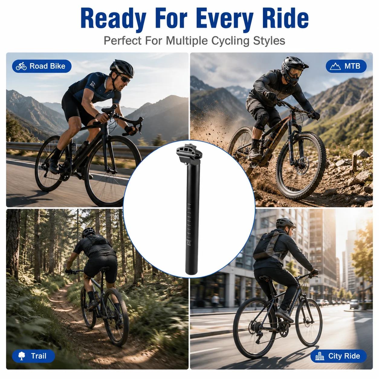 Fahrrad-Sattelstütze 25,4/27,2/30,4/30,8/31,6 X 300mm Aluminium Verstellbare Sattelstütze für MTB Rennrad BMX – Detail 6