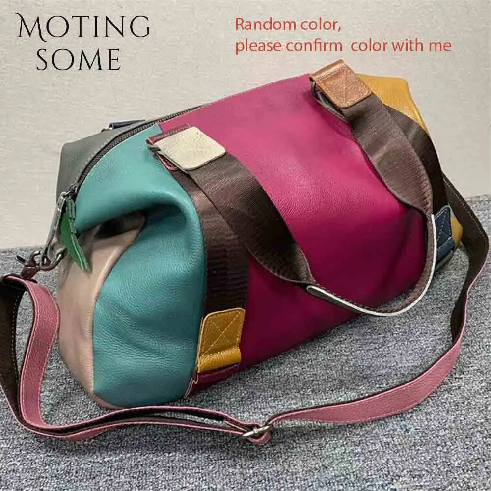 Motingsome Vintage Leather Woman Bags Shoulder Handbag and Purse Luxury Full Grain Cowhide Oversized Casual Tote Daily Bag 2024