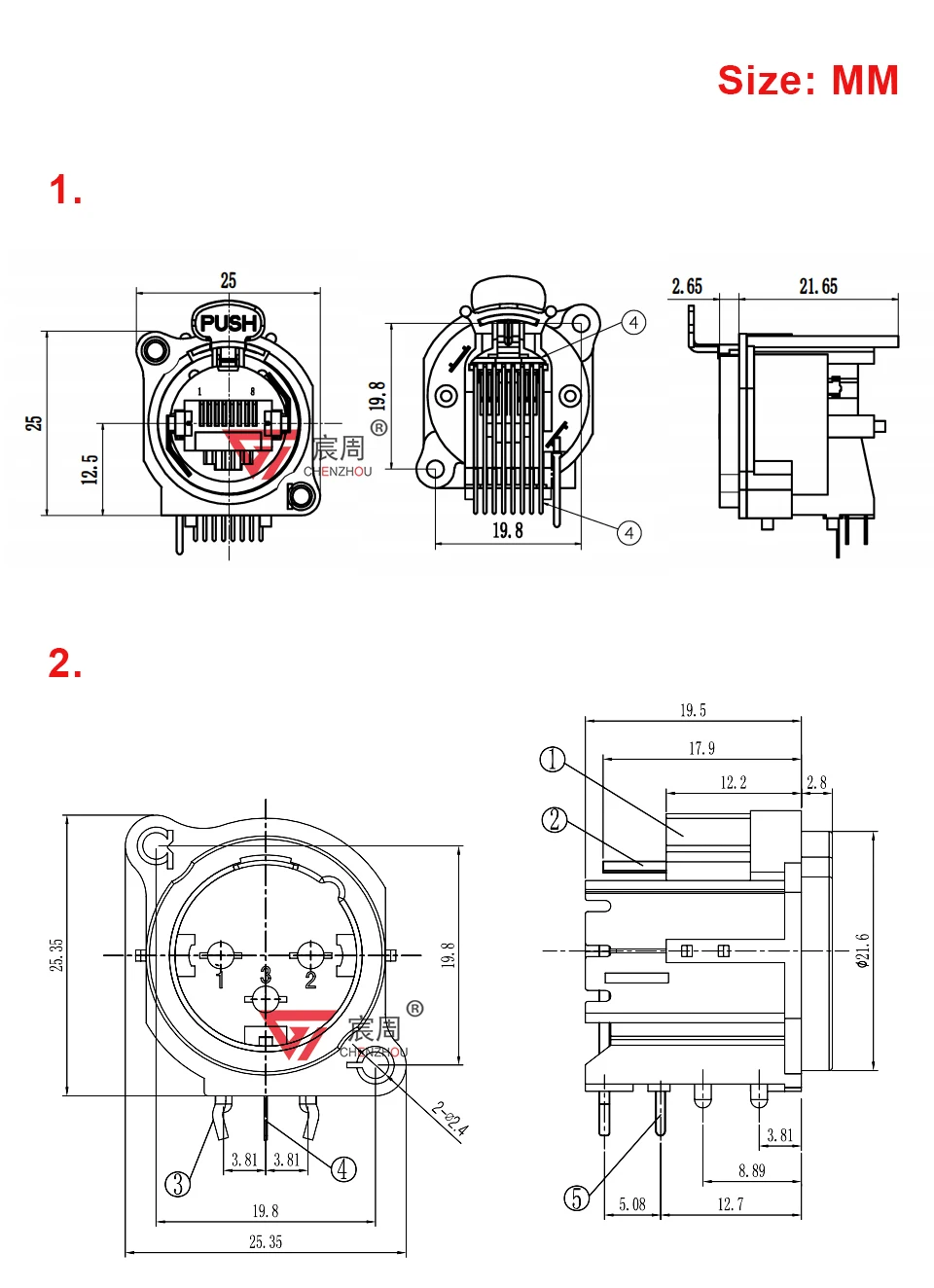 10 Stück 6,35 mm vergoldete XLR-Buchsensteckverbinder für die Panelmontage von Chassis-Steckverbindern von Mikrofon-/Mikrofon-/Audio-/Videosystemen – Detail 3