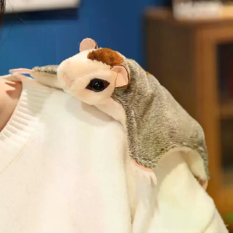 Cute Simulation Sugar Glider Plush Toy Lovely Squirrel Glider Stuffed Animals Toy Funny Flying Squirrel Dolls For Kid Gifts