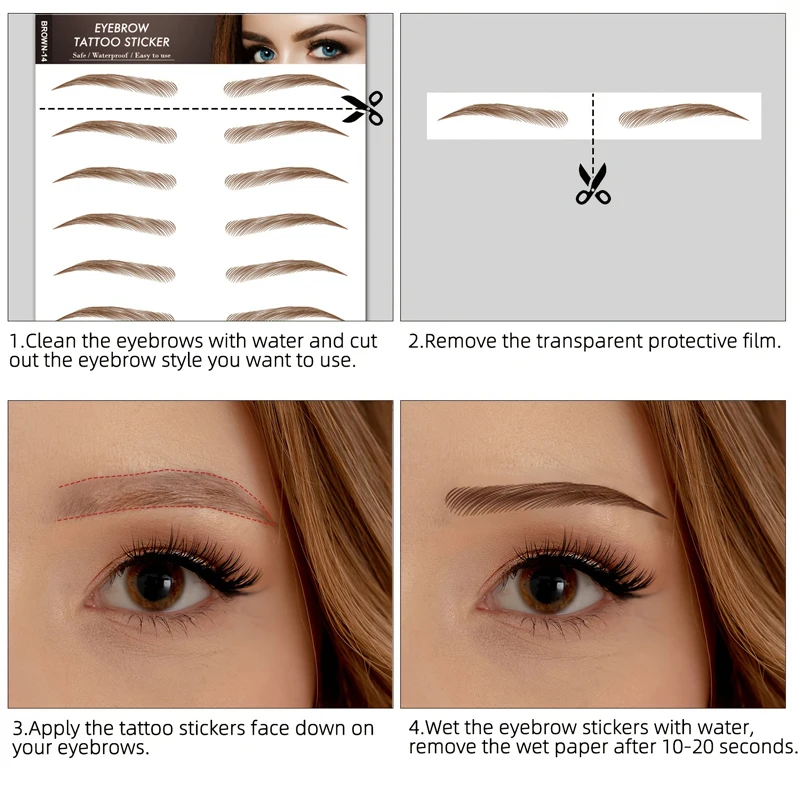 Hair-liked Eyebrow Tattoo Sticker, Eyebrow Makeup Tattoo, Long Lasting Makeup False Eyebrows Stickers, Waterproof Eyebrow Tattoo