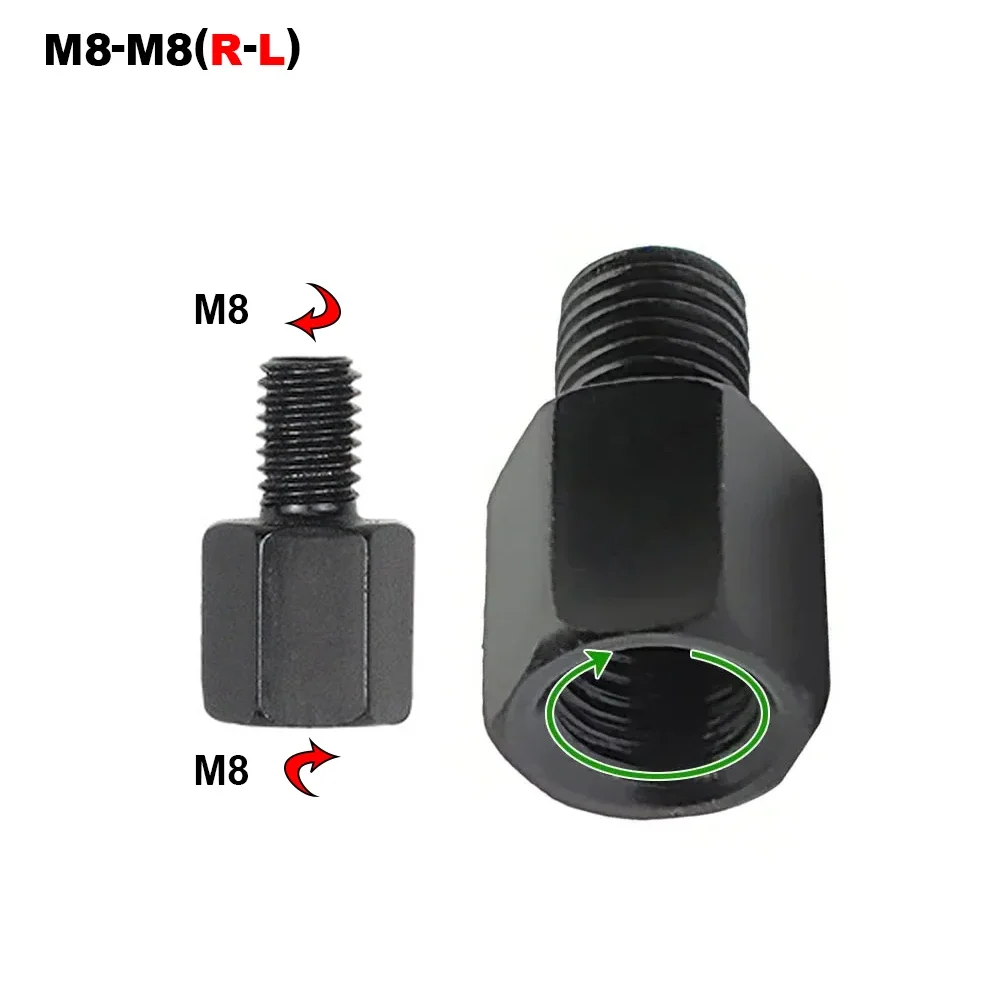 Rechts Links Gewinde Umwandlung Bolzen Schrauben Schwarz Spiegel Adapter M10 M8 10MM 8MM Motorrad Roller Rückspiegel Adapter
