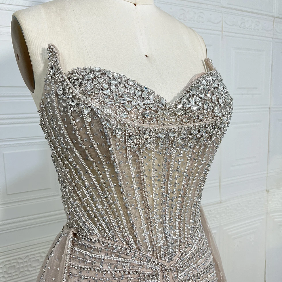 Luxe kralen zeemeermin avondjurk met afneembare rok 2025, lieverd voor vrouwen, formele prom, bruiloft, feestjurk op maat