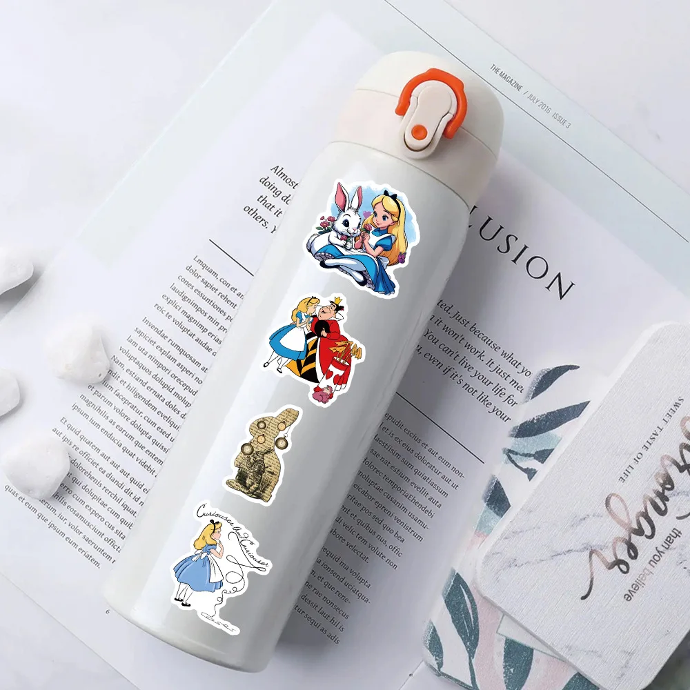 54 قطعة أليس في بلاد العجائب الكرتون الكتابة على الجدران ملصقات الهاتف الغيتار المحمول دفتر حقيبة كوب ملصق مضاد للمياه الشارات لعبة أطفال