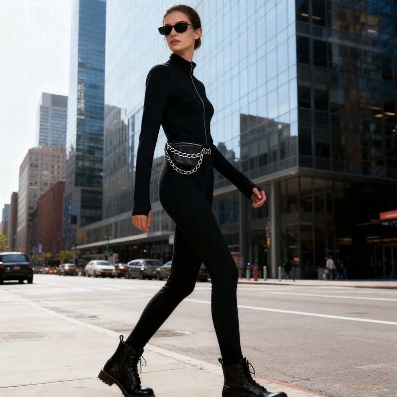 

New spring and autumn zipper tight-fitting jumpsuits for sexy, fashionable and casual women's wear