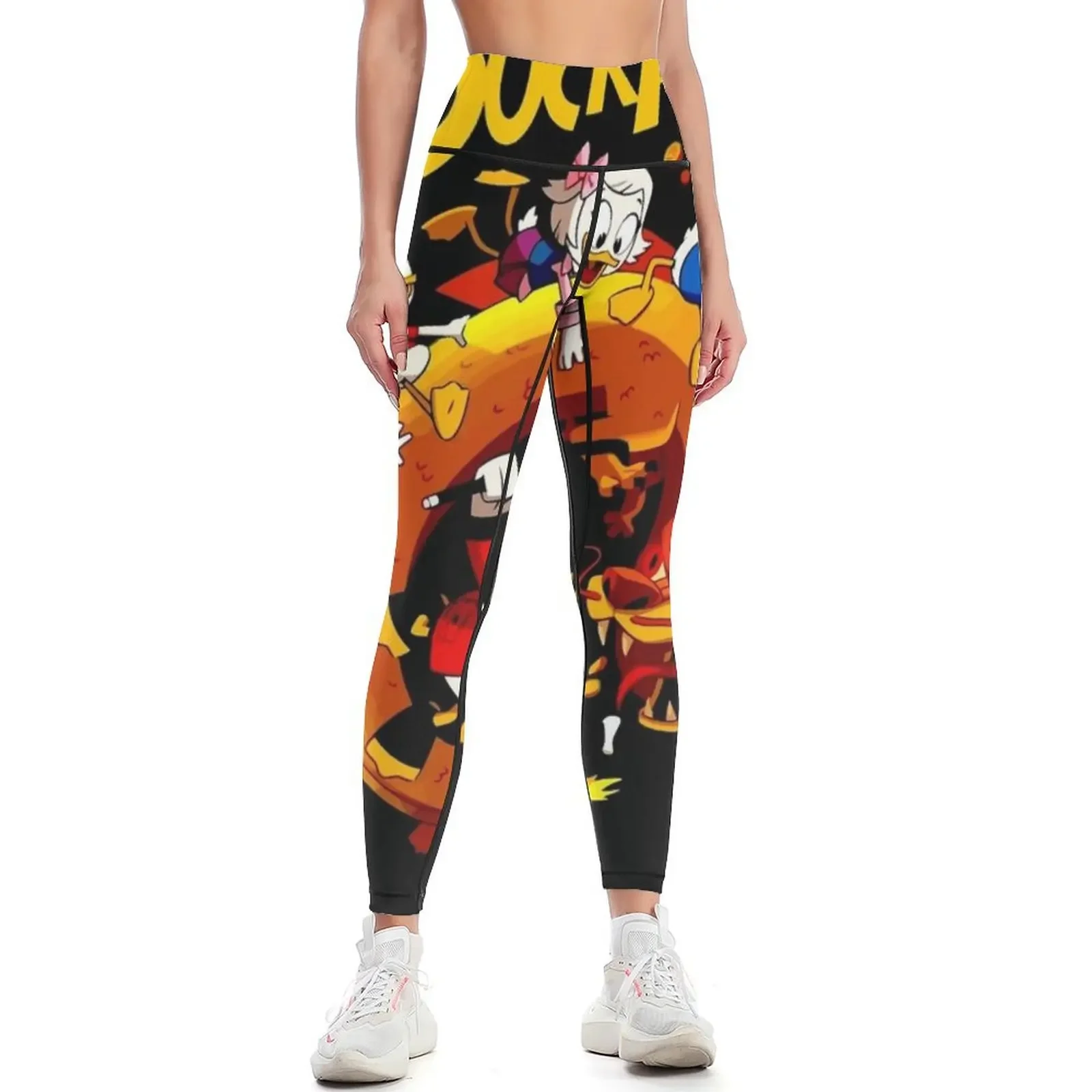 

funny play with friend duck tales art gift for fans Leggings trousers flared sports shirts gym Womens Leggings