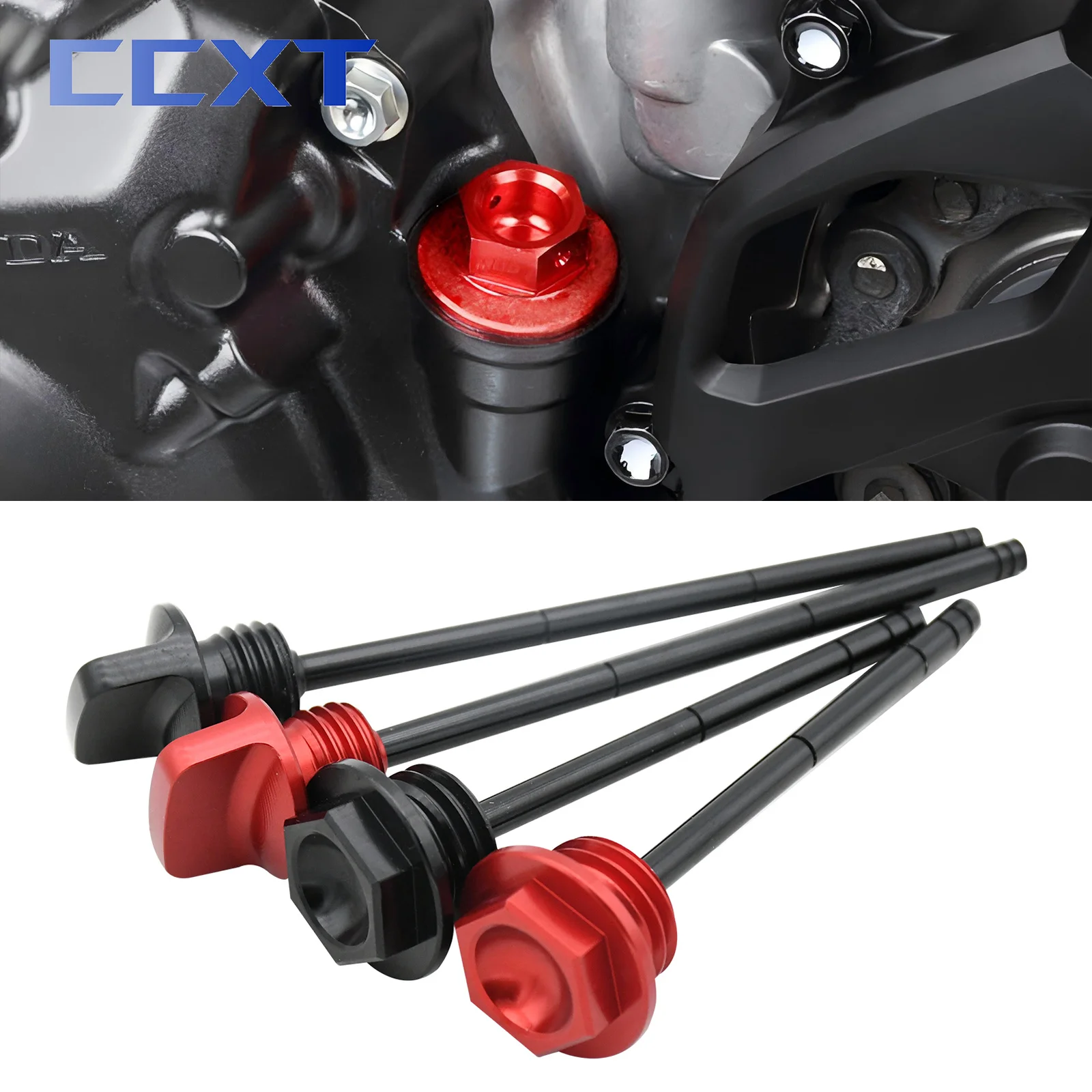 CNC Motorcycle Red Aluminum Oil Dipstick Gauge Plugs For HONDA CRF 250R 250X 450X CRF250R CRF250X CRF450R 2004-2017 Universal