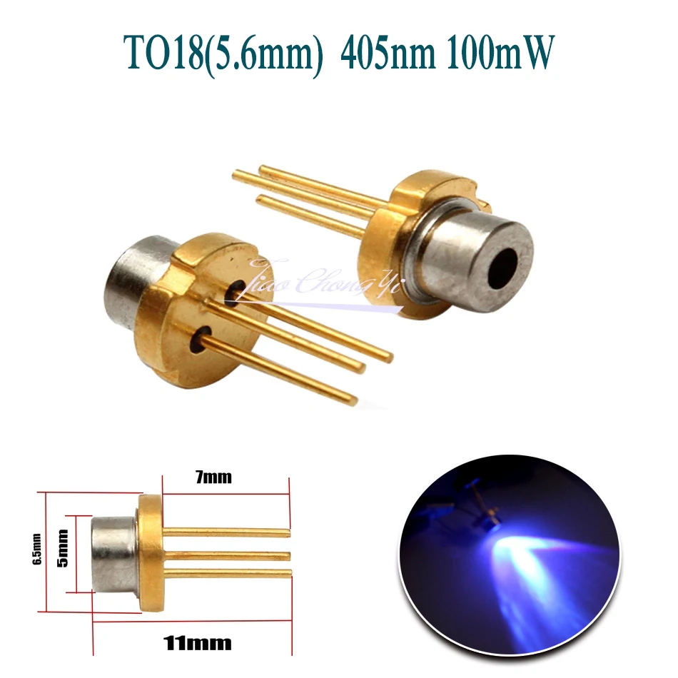 TO-18 Blue-violet UV 405nm 100mW φ5.6mm Laser Diode LD light-emitting diode