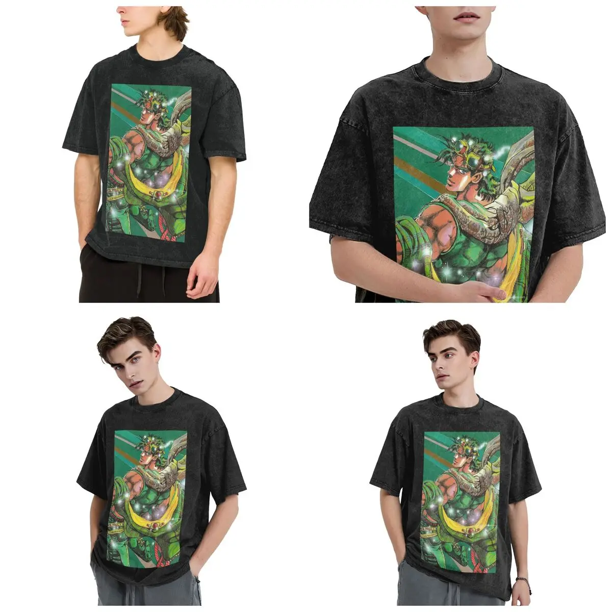 Jojo Bizarre Adventure Joseph Joestar Hip Hop Short Sleeve T-Shirts Washed Tops Tees Streetwear T Shirt Vintage for Men woman