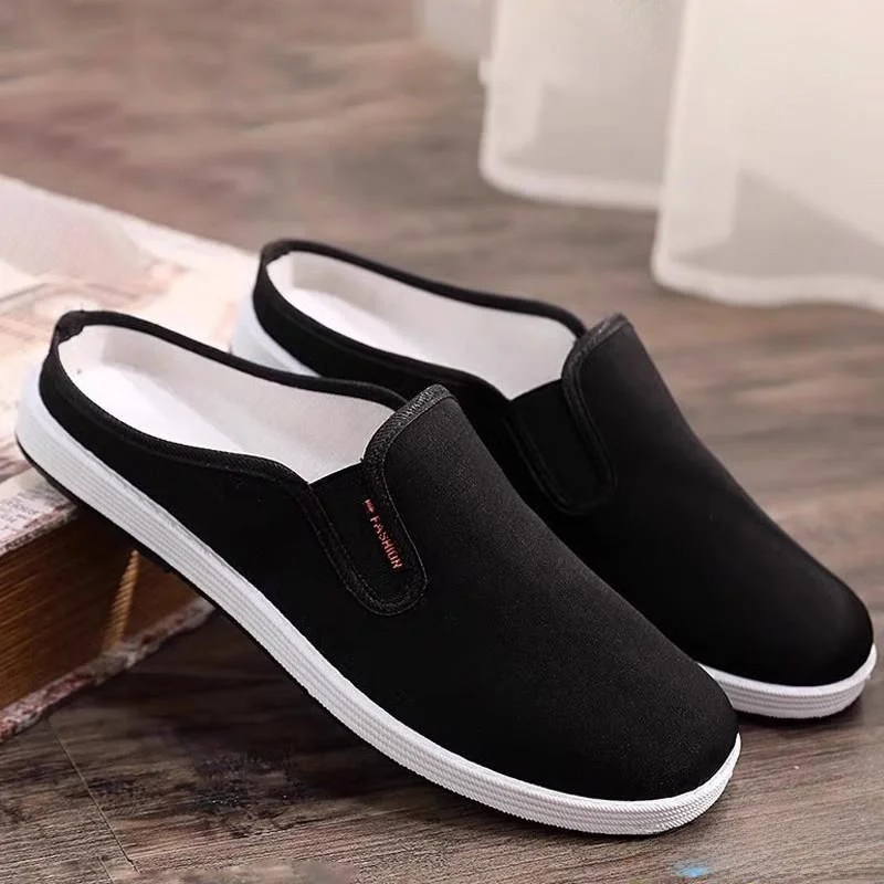 

Beijing Old Man Cloth Slippers Spring Youth Middle Age Large Size Black Breathable Anti-Slip Half Slippers Casual Shoes