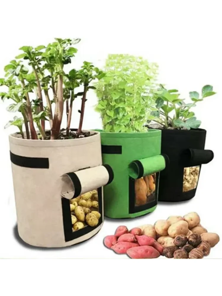 1PC Felt Potato Planting Bag Large Diameter Vegetable Plant Seedling Bag Non-Woven Felt Potato Growing Bucket