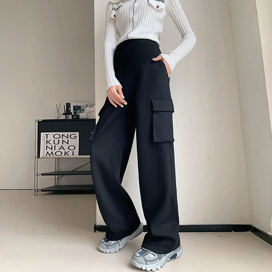 

Pregnant Women Clothing with Small Stature Wearing Spring and Autumn Straight Tube Loose Casual Work Clothes Wide Leg Long Pants