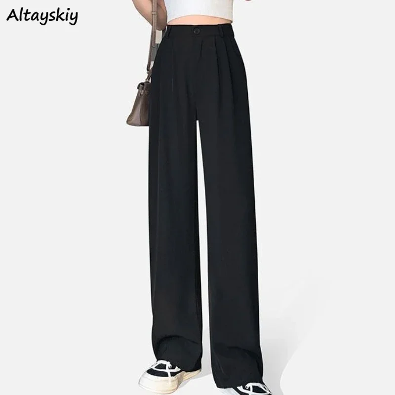 

Wide Leg Pants Women Temperament Casual Mature Prevalent Comfort Summer Thin Harajuku Female All-match High Waist Korean Style