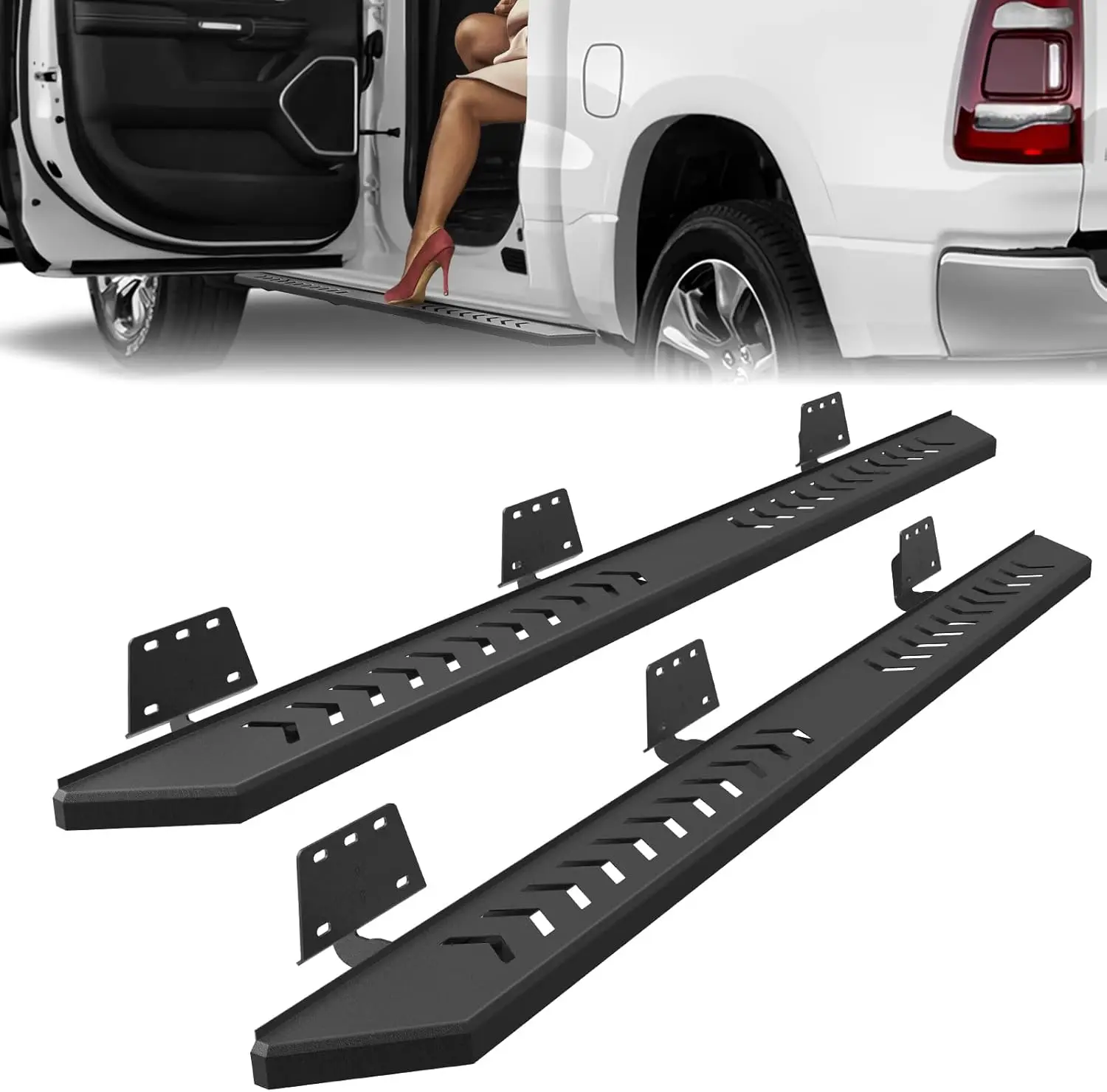 

Подножки для Dodge Ram 1500 Crew Cab 2019-2026, из углеродистой стали, черные, новое соответствие стандартам кузова и простая установка