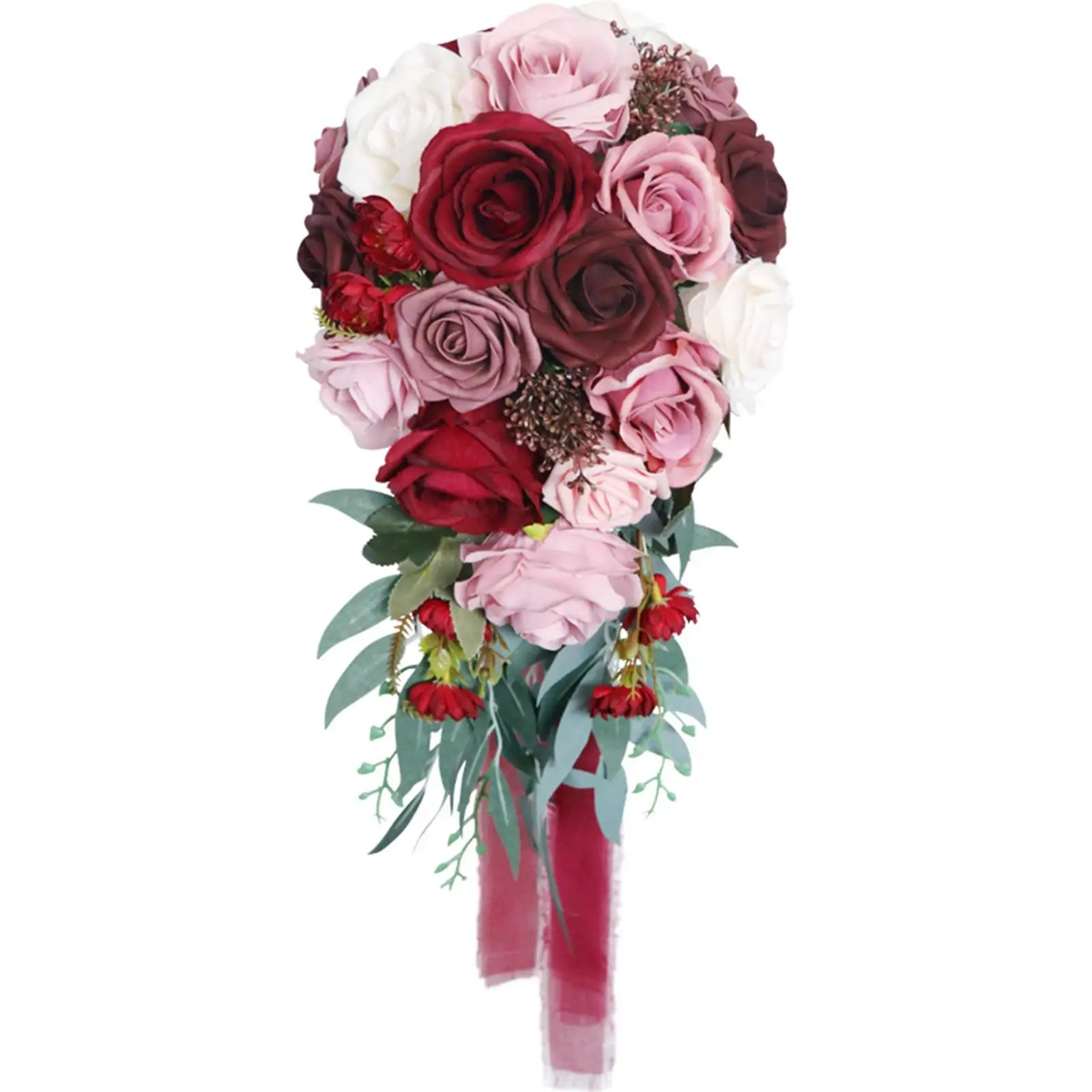 

Handmade Wedding Bouquets for Bride Floral Decor Artificial Roses Bunch