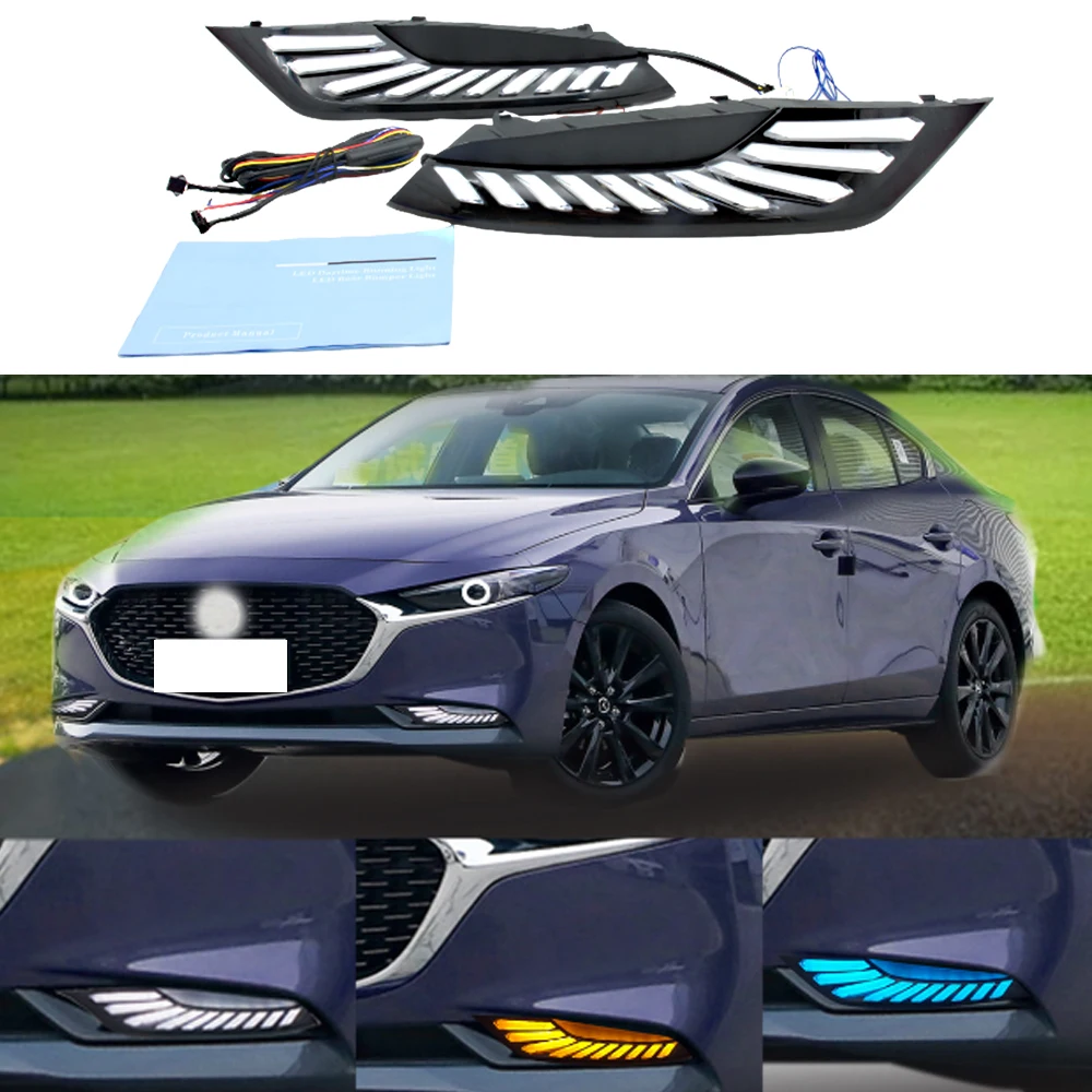 Car LED Daytime Running Lights for Mazda 3 Sedan 2019-2021 DRL Car Turn Signal Indicator Lights Car Accessories