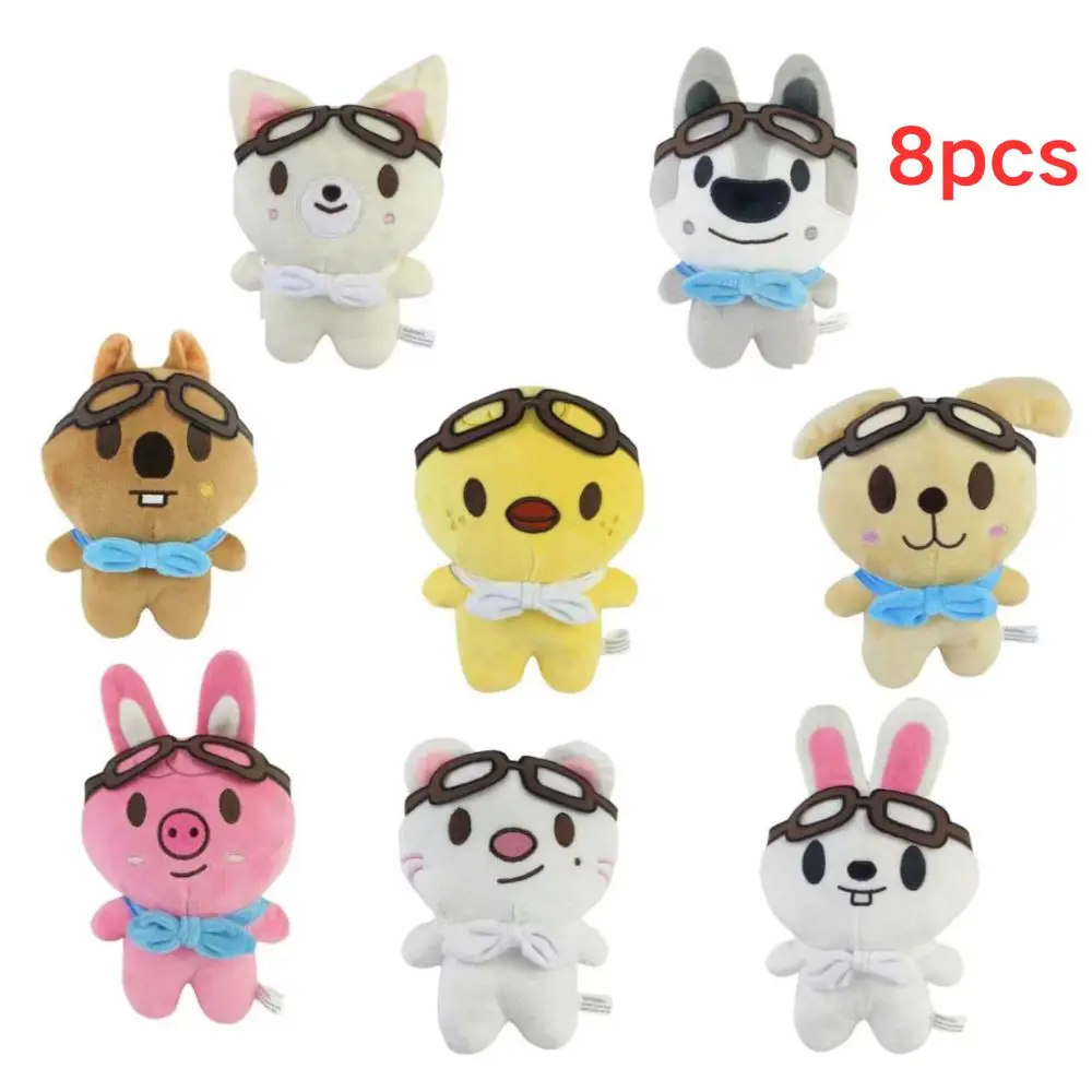 

8pcs/set 20cm Kpop Pilot Doll Toy PILOT5 FM Field Li Longfu STAY Pilot Doll Kawaii Anime Stuffed Animals Plus Toys Gifts