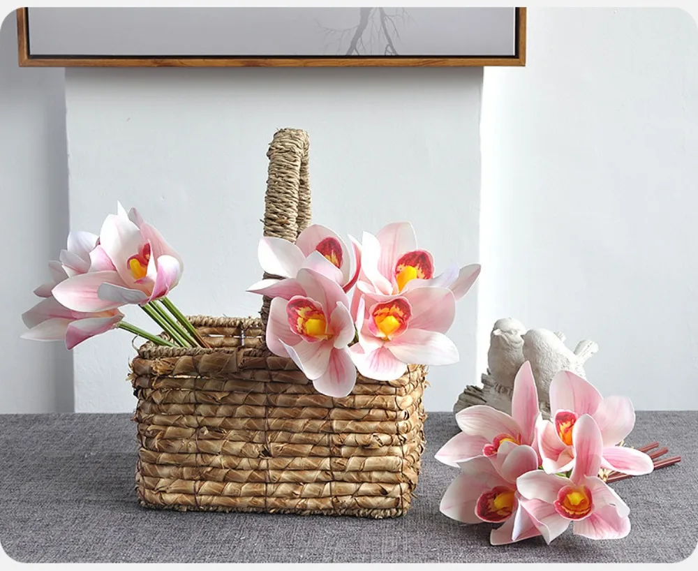 Künstliche Cymbidium-Blumen mit Echtem Touch, Magnolien, Dekorative Kunstpflanzen, Lange Zweige, Seiden-Kunstblumen – Detail 3