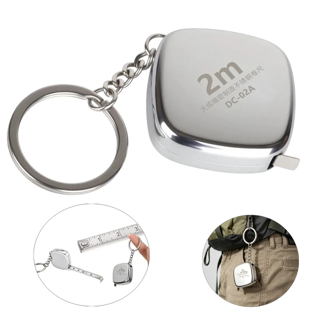 1/2/5pc Mini 2m Small Tape Measure Keychain, Stainless Steel Retractable Key Ring Tape Measure Precision Pocket Tape Measure