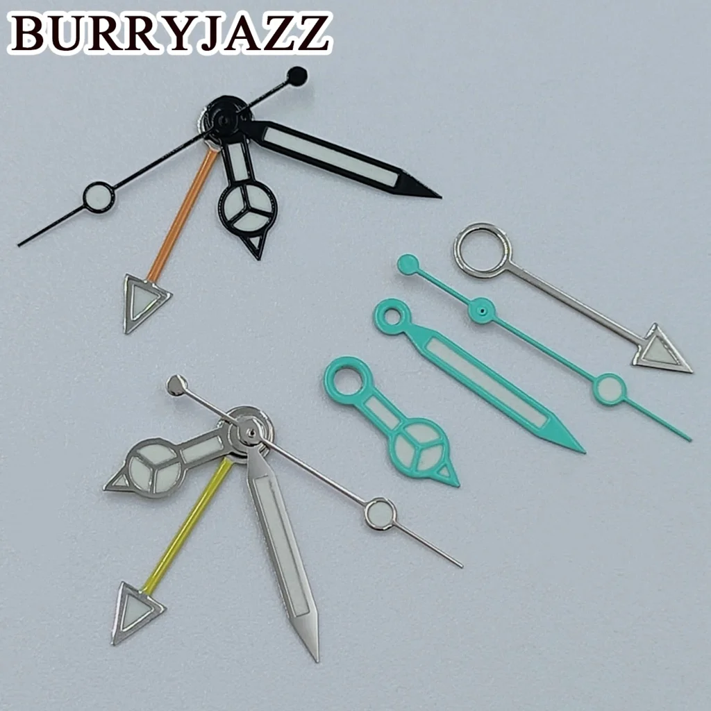 ساعة Burryjazz GMT المضيئة ، يد ذهبية وردية باللون الفضي والأزرق والأحمر والأرجواني والأخضر والأسود ، NH34