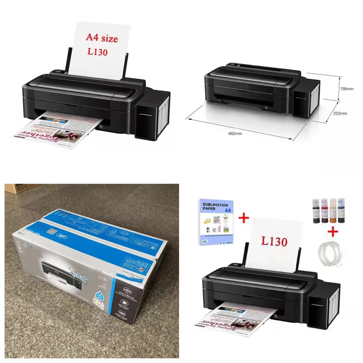 

WJW New Desktop L130 Home Office Use Inkjet Printer 4 Color A4 Size EP for Sublimation Printer for Graphic Design
